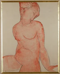 Sitting Nude, Red Ink