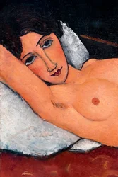 Nude lying on a white cushion, ca. 1917