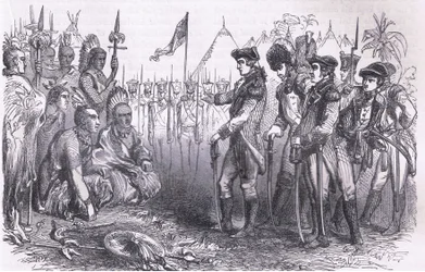 General Burgoyne addressing the indians, illustration from Cassells History of the United States published by Cassell, Petter & Galpin, c.1900