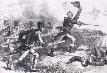 Pakenham leading the attack of New Orleans, illustration from Cassells History of the United States
