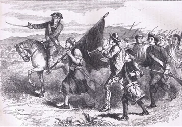 The crowd at Springfield with the black flag, illustration from Cassells History of the United States