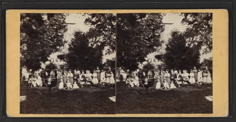 Children and playground, Oneida Community, New York State, c.1870