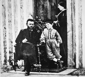 General Grant with his wife Julia Dent and their son Frederick Dent Grant, at City Point