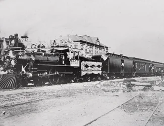 Train with flags