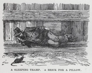 A Sleeping Tramp, A Brick for a Pillow