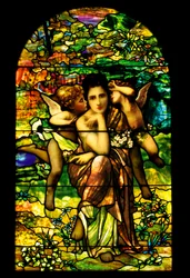 A Leaded and Plated Favrile Glass Window, c.1895