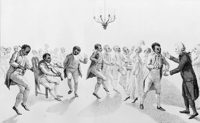 African Americans at a ball with Governor John Hancock (1737-93) from The Echo, with other poems by Richard Alsop (1761-1815), 1807