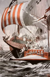 Arouji, Brother of Barbarossa, Attacks the Treasure Galleys of Pope Julius II, in 1504