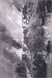 Attack on the Pequot Fort, illustration from Cassell
