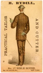 B. Rydill, Practical Tailor and Cutter, No. 17 Bible House, between 8th and 9th Streets. New York., 1886