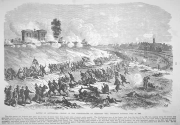 Battle of Gettysburg - Charge of the Confederates on Cemetery Hill, Thursday Evening, July 2nd