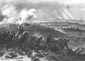 Battle of Gettysburg - Final Charge of the Union Forces at Cemetery Hill, 1863 pub. 1865