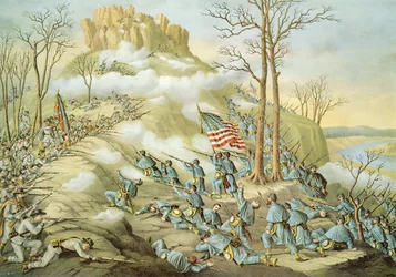 Battle of Lookout Mountain, 24th November 1863, engraved by Kurz & Allison