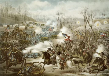 Battle of Pea Ridge, Arkansas, 6th-8th March, engraved by Kurz & Allison
