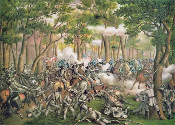 Battle of the Wilderness, May 1864, engraved by Kurz & Allison