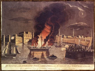 Burning of the Frigate Philadelphia, in the harbour of Tripoli on 16th February 1804