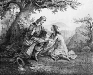 Captain John Smith Teaching Pocahontas to Read