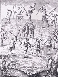 Captain Smith taken captive by the Indians, illustration from Cassell