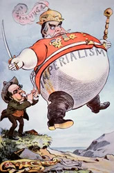 Cartoon depicts William Jennings Bryan blowing-up the 