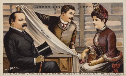 Couple Purchasing Dress Lining Fabric from Department Store