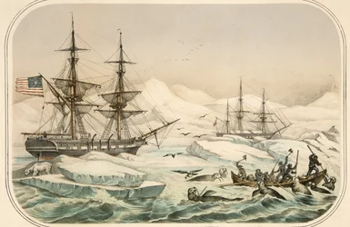 Crew of a Whaling Ship Being Attacked by Walrus