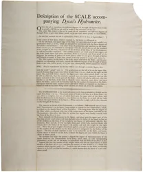 Description of the Scale of accompanying Dycass Hydrometer, 1790