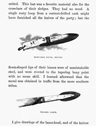 Eskimo Knife and Spear - Elisha Kent Kane, Arctic Explorations in the Years 1853-1855, vol. 1, p. 206, Philadelphia