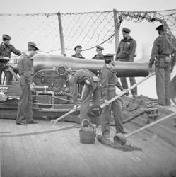 Federal Sailors Man a 9-inch Dahlgren Gun