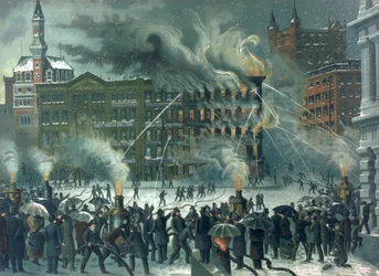 Fire in the New York World Building, Dedicated to Our Brave Firemen, pub. by W.M. Bruns, 1882