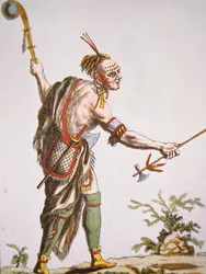 Iroquois warrior with ball headed club