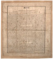 Jeffersons first inaugural speech, printed by Pechin, Baltimore, 4th March 1801