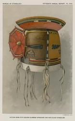 Katcina Mask with Squash Blossom Appendage and Rain Cloud Symbolism