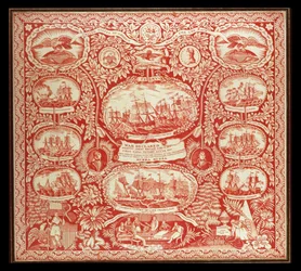 Kerchief commemorating the victories of the War of 1812, c.1815