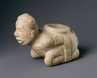 Kneeling Prisoner Effigy Pipe, from Mississippi