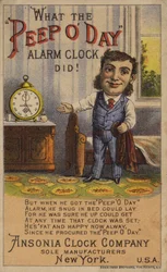 Man showing off alarm clock
