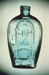 Mould-blown masonic flask, Keene Glassworks (Marlboro St.), c.1815-17