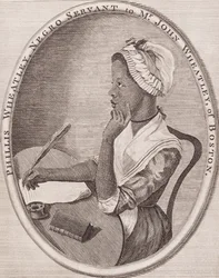 Phillis Wheatley, African-American poet, engraved frontispiece to her 