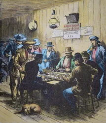 Playing Faro in a saloon in Cheyenne, Wyoming, c.1870