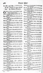 Poem Written to a Couple on the Death of Their Child by Phillis Wheatly, Published in the Boston Magazine, 1783-84