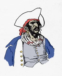 Portrait of a pirate. “Book of pirates Buccaneers and Marooners of the Spanish Main” by Howard Pyle (1853 - 1911), American illustrator. 1887