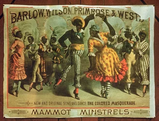 Poster advertising Barlow, Wilson, Primrose and Wests Mammot Minstrels Colored Masquerade