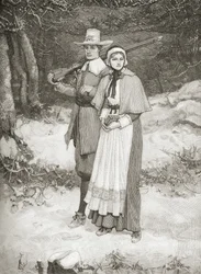 Puritans going to church, from 