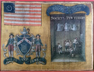 Silk Banner of the Society of Pewterers of New York City, Carried in the Federal Procession, July 23, 1788
