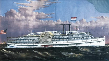 Steamboat Massachusetts operating with paddle wheels