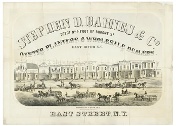 Stephen D. Barnes & Co. Oyster Planters & Wholesale Dealers, depot no. 4 foot of Broome Street