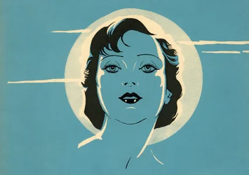 Sultry Woman in Front of a Full Moon
