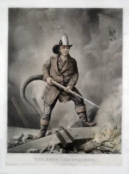 The American Fireman, Facing the Enemy, pub. 1858
