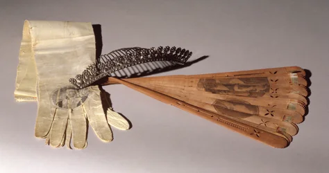 Tiara, gloves and fan, all worn to a ball in honour of Lafayette (1757-1834) on 14th September 1824