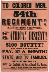 To Coloured Men. 54th Regiment! Massachusetts Volunteers, Of African Descent, 1863