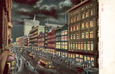 Twenty-Third Street Shopping District, New York, by Night